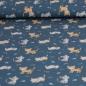 Preview: Baumwolljersey Katzen auf jeansblau